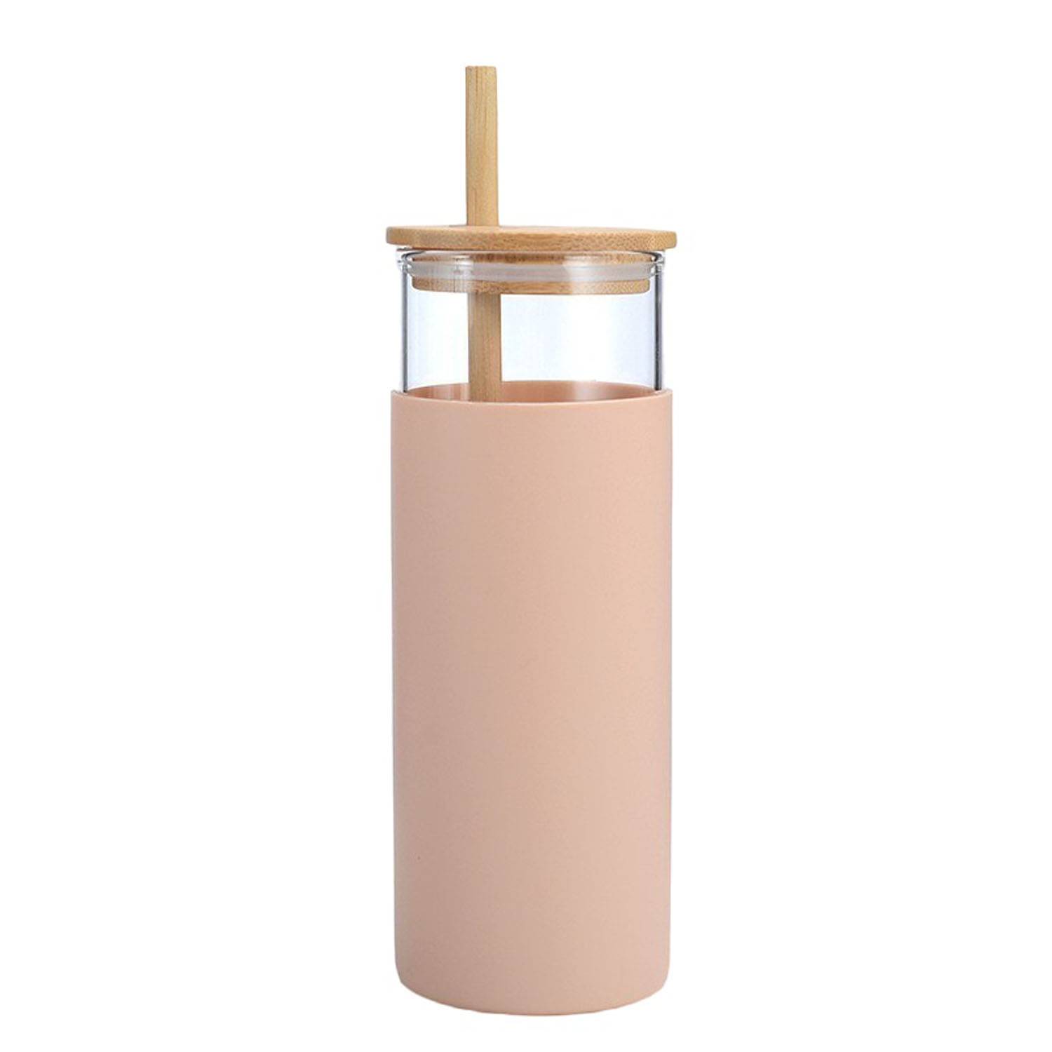 17oz Reusable Bamboo Lid Glass Cup w/ Straw 5