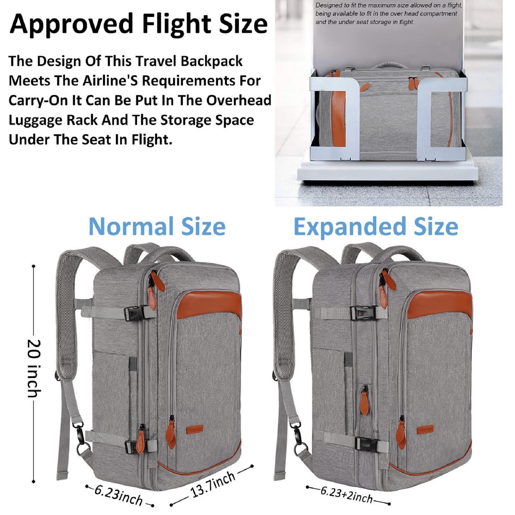 5 Pack Extra Large 40L Flight Approved Travel Backpack 10