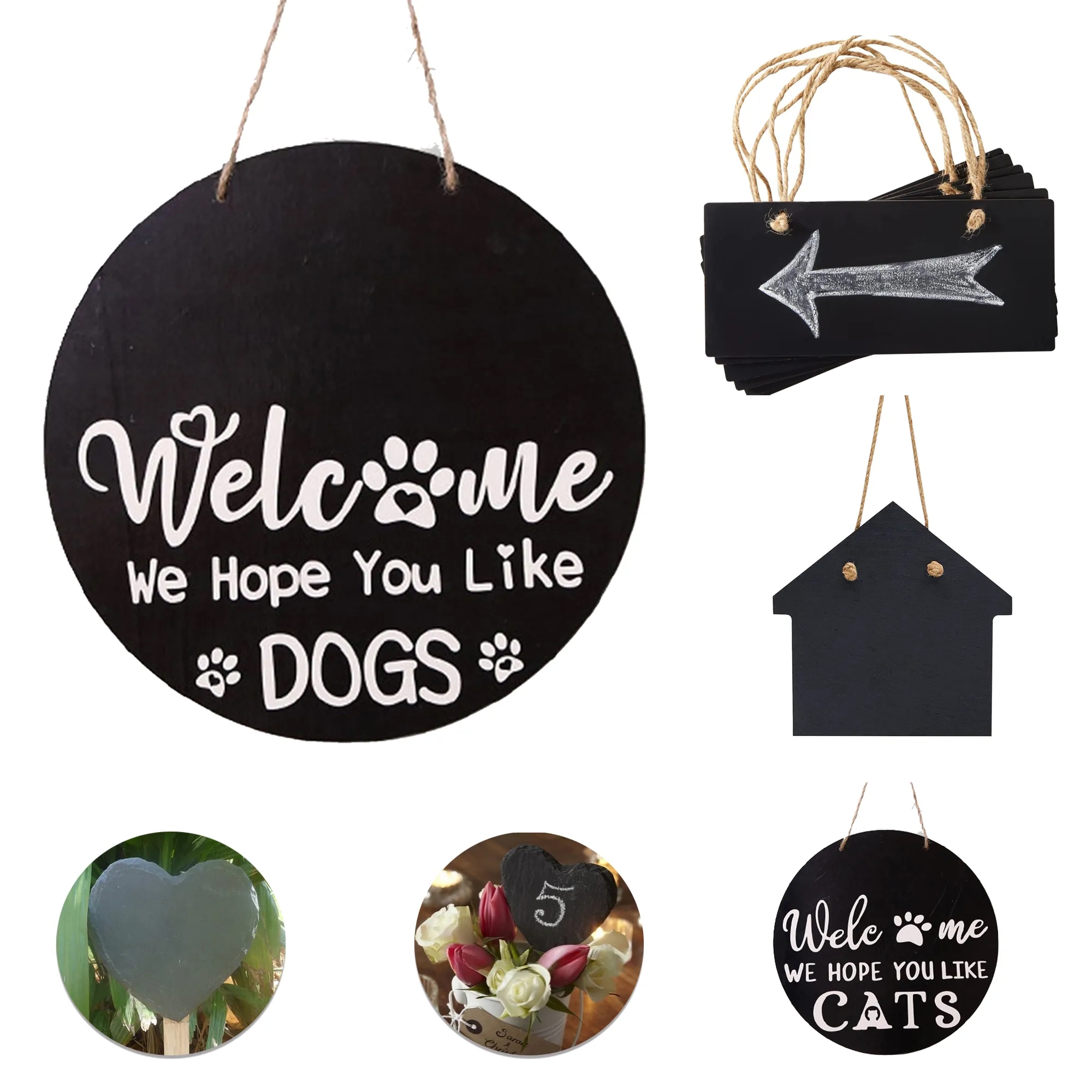 Slate signboard serves as a writing board door plate.