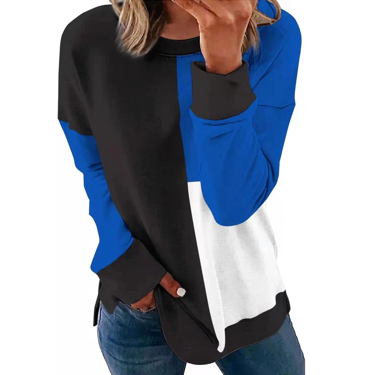 Long Sleeve Round Neck Casual Printed Blouses Tops T Shirts 6