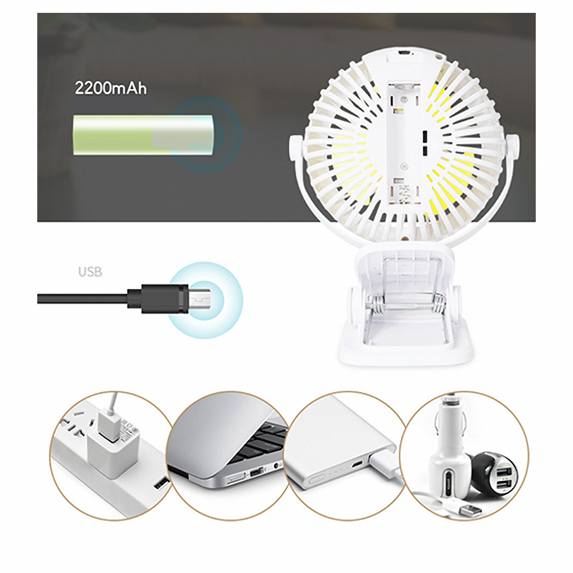 Clip-On Portable Mini USB Fan 2