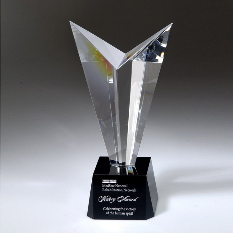 10" Victory Crystal Award with Black Base 1