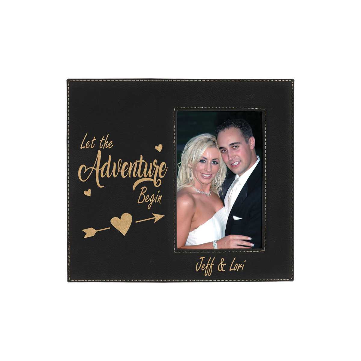 4" x 6" Black & Gold Leatherette Photo Frame