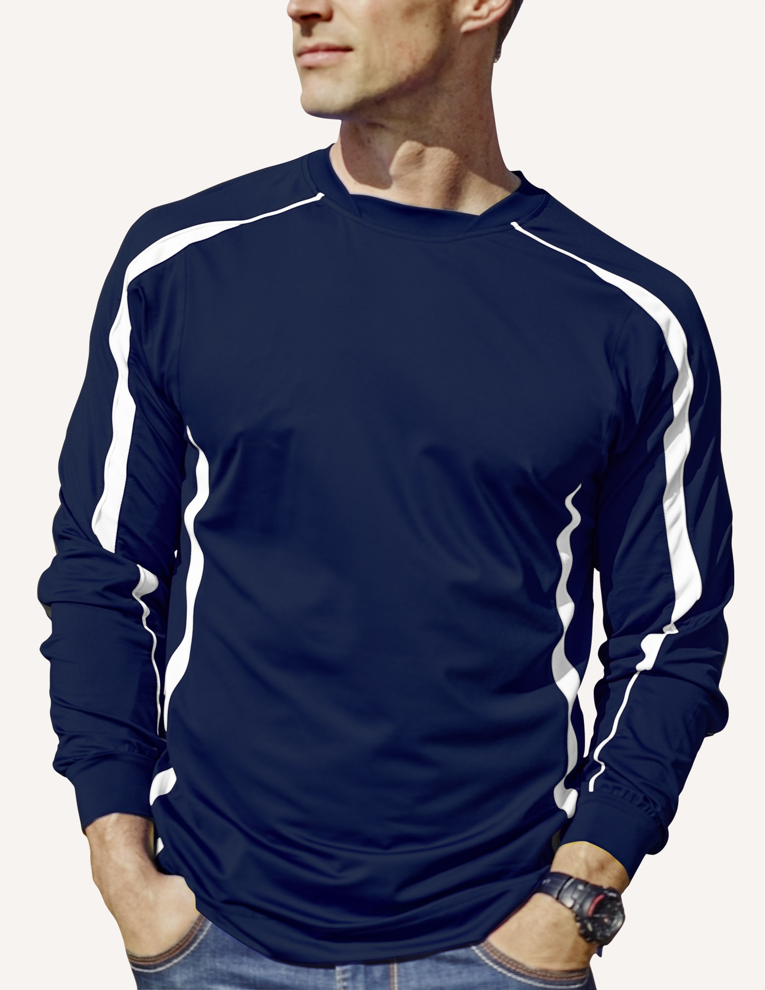 Men's Allsport Long Sleeve Double Crescent Crew Neck Shirt 20