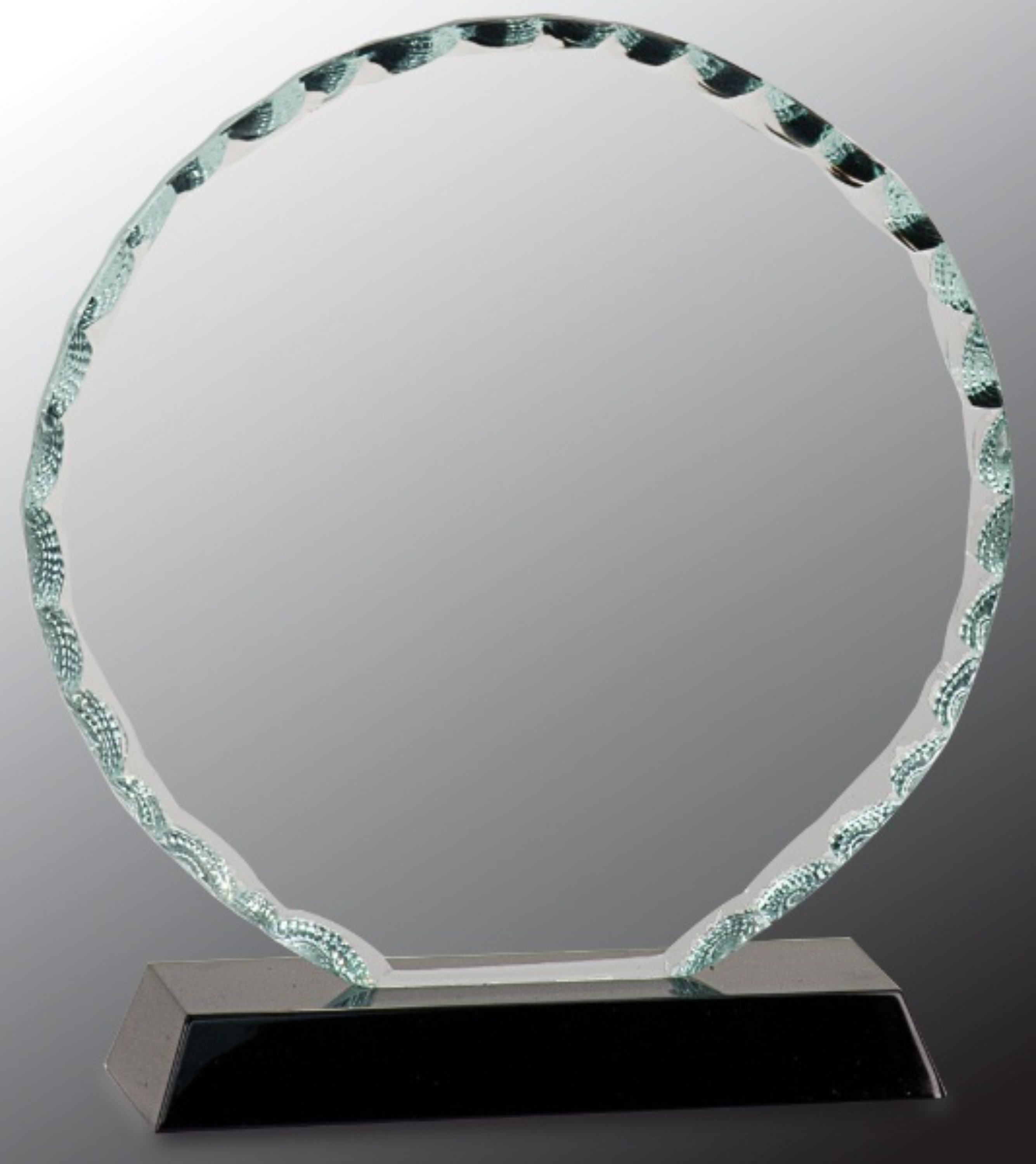 6 1/2" Round Facet Glass Award on Black Base 3
