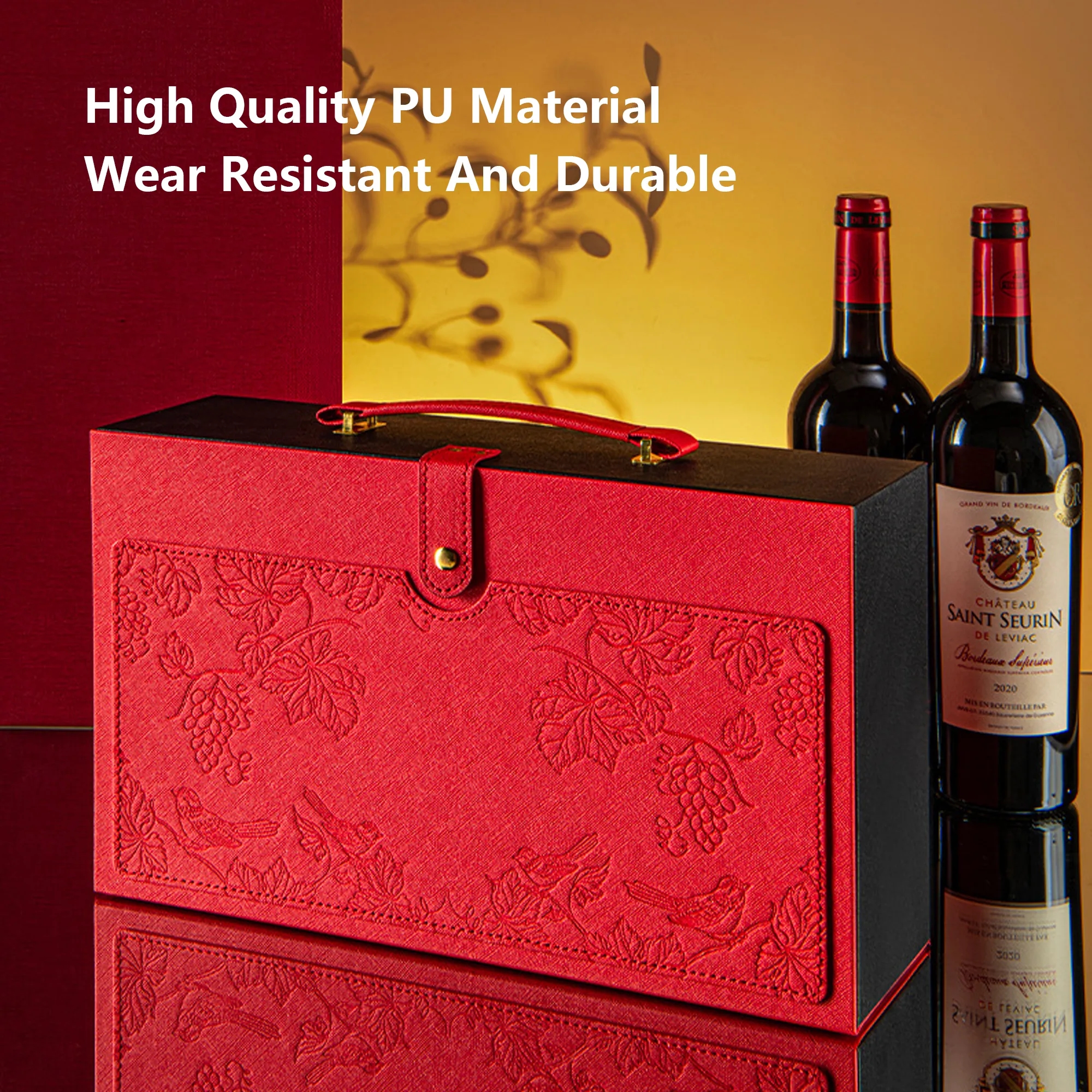 Elegant Dual Bottle Leather Wine Case 5