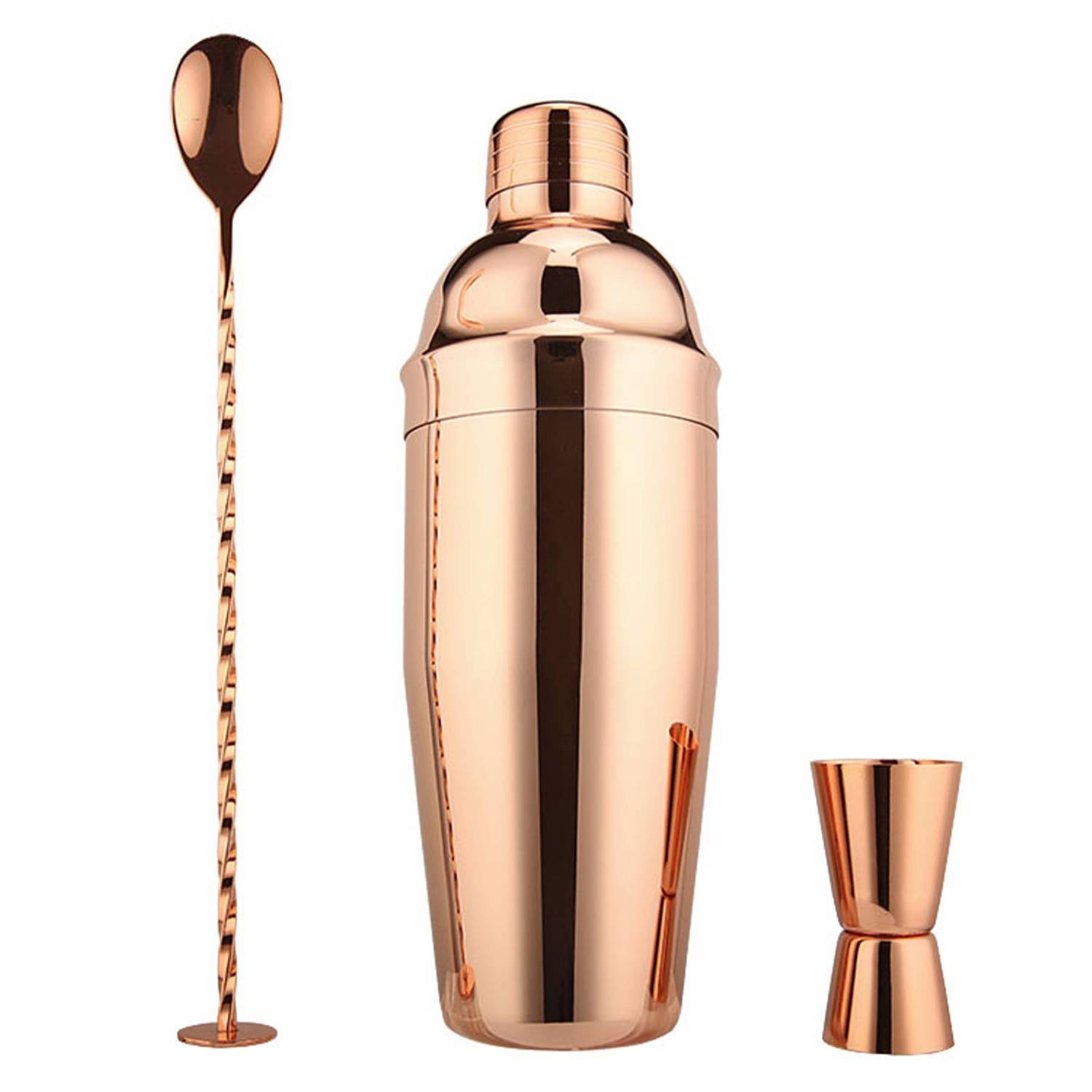 25oz Double-Wall Cocktail Shaker Jigger Mixing Spoon Set 8