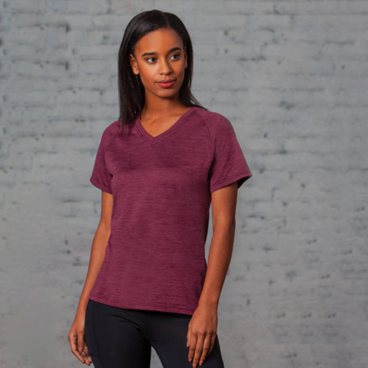 Evo Heather Women's Performance V-Neck Tee 5