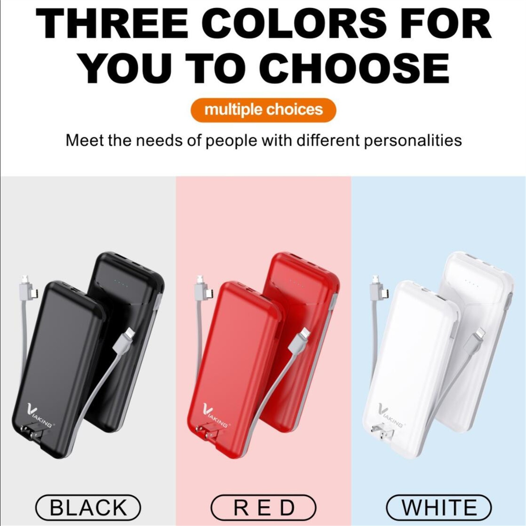 10000Mah Power Bank With Built-In Cable And Ac Charger 2