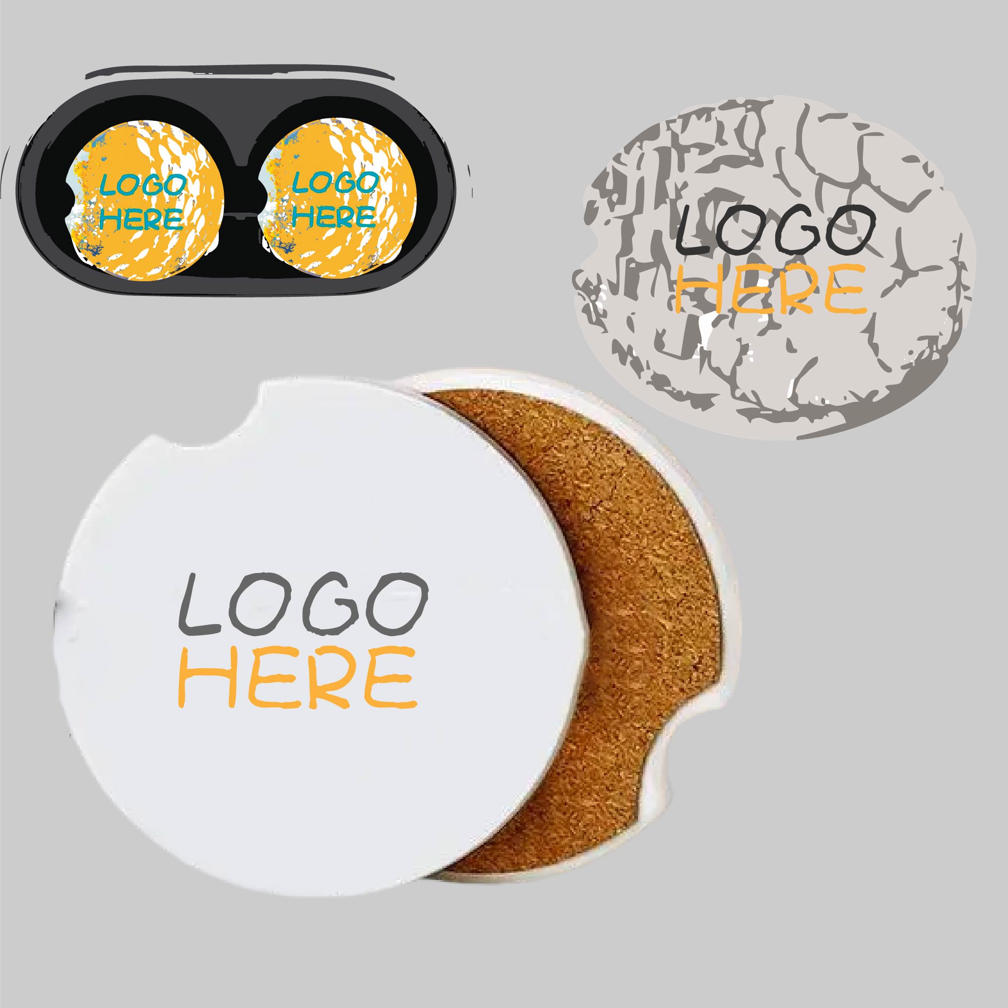 Anti Slip Ceramic Cork Water Absorption Car Coaster 1