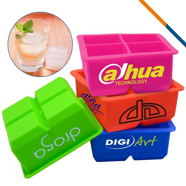 4 Ice Cube Molds Silicone Ice Tray w/Lid 7