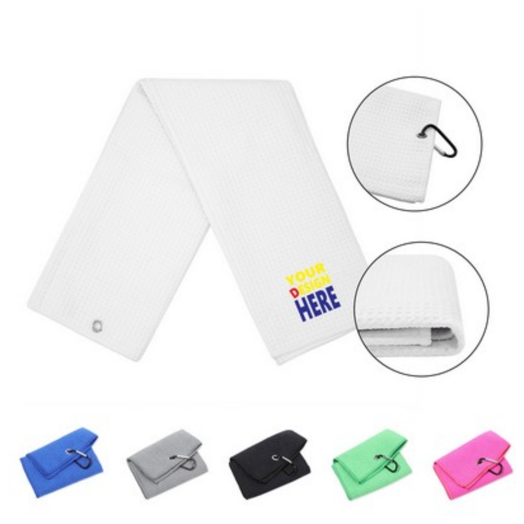 Golf Waffle Towel With Clip 15.7"x23.6" 1