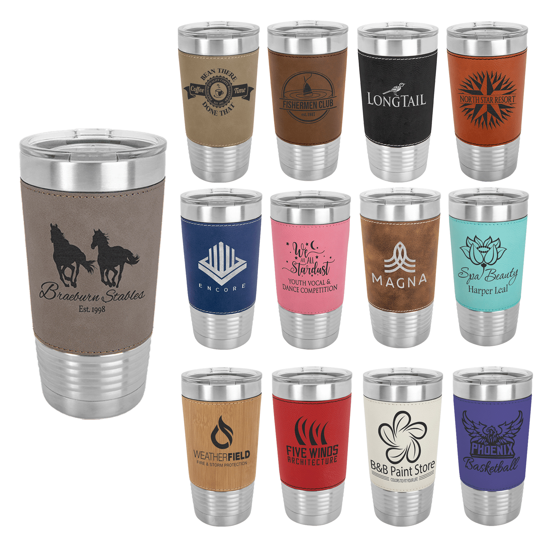 Polar Camel 20oz Leatherette/Stainless Steel Tumblers 10