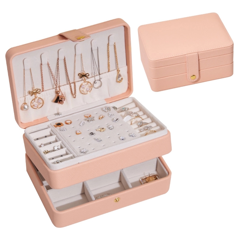 Custom PU Leather Multi-Layer Jewelry Organizer Storage Box 13