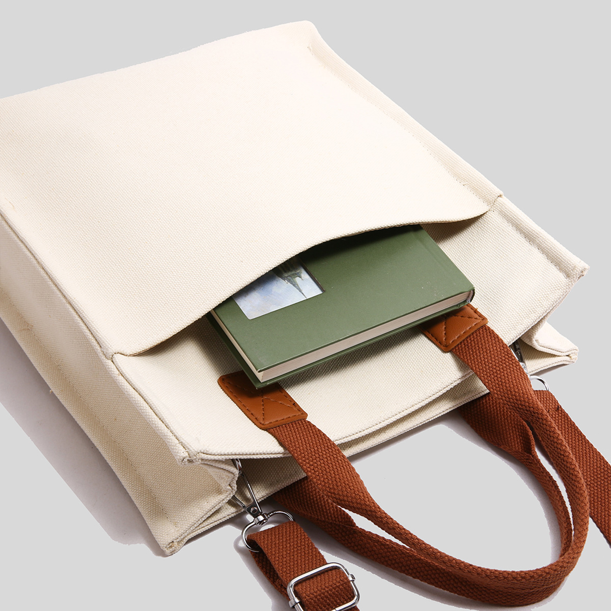 Canvas Solid Color Minimalist Handbag, custom tote bag with logo imprint 6