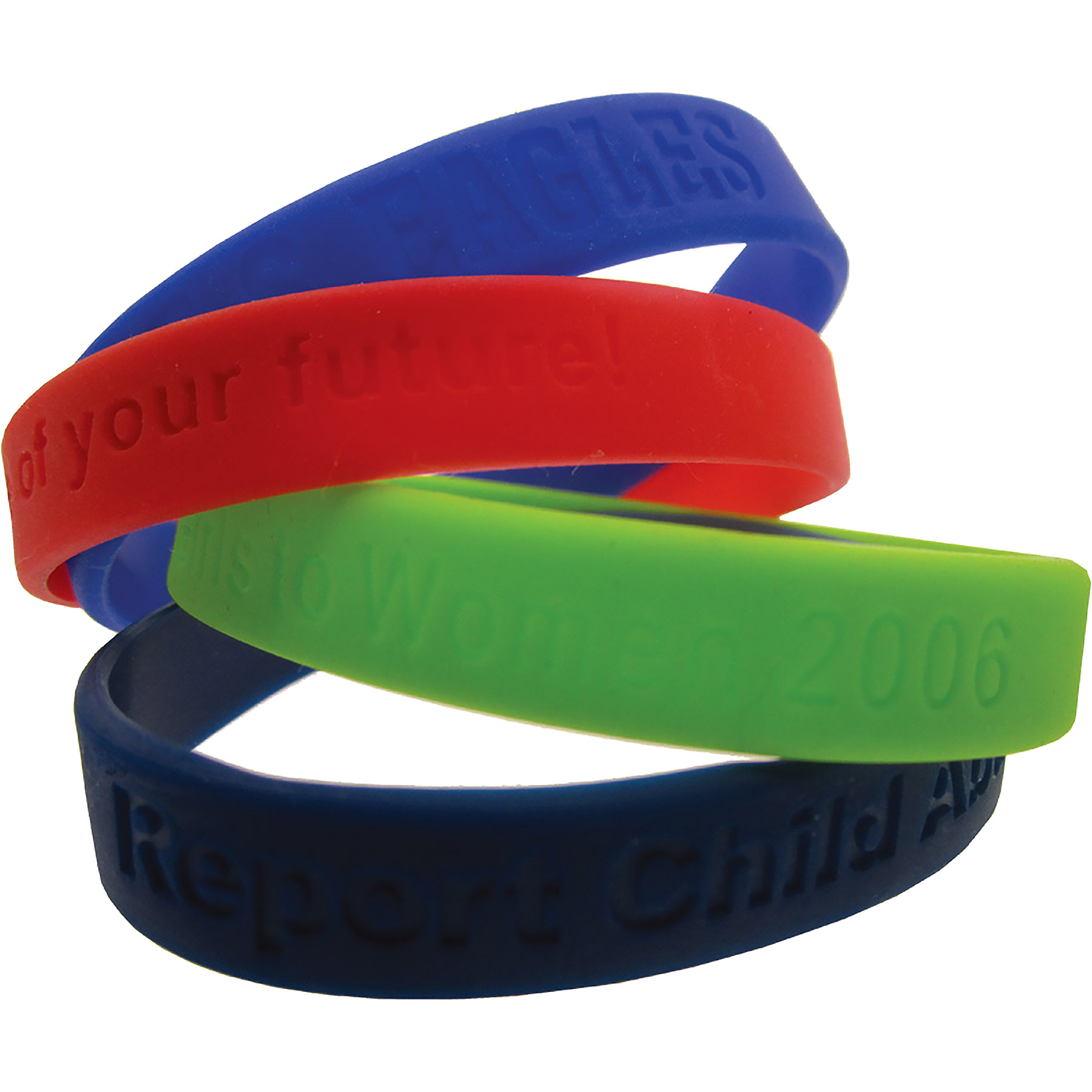 Debossed Silicone Bracelets: 12mm 3