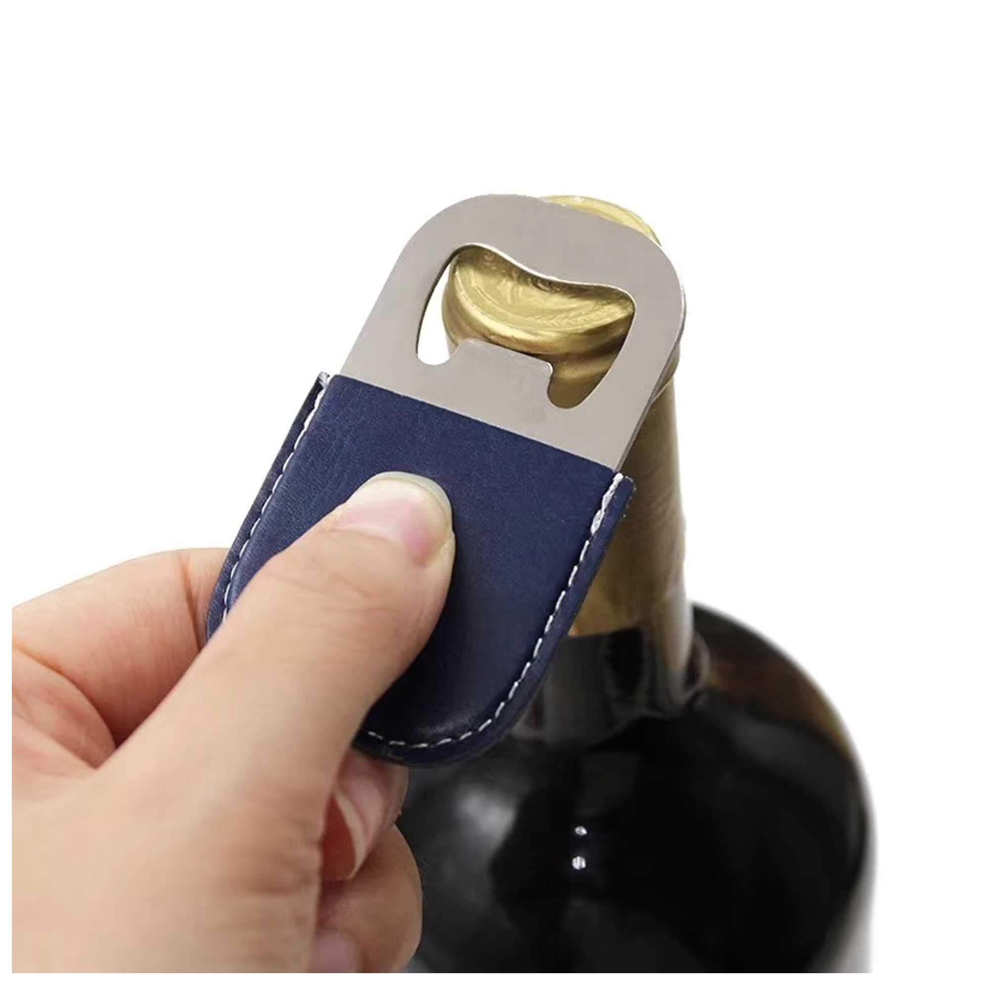 Durable PU Leather Keychain with Beer Bottle Opener 2