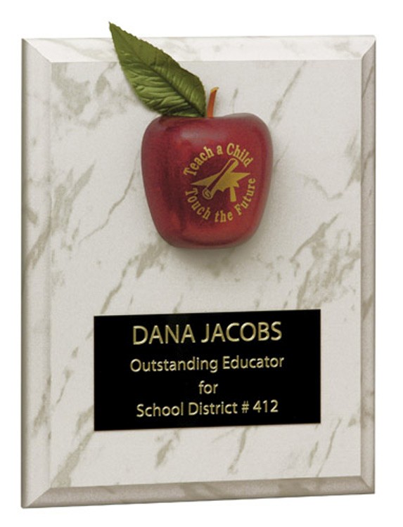 Apple Plaque with 1/2 red split apple and custom Imprint 1