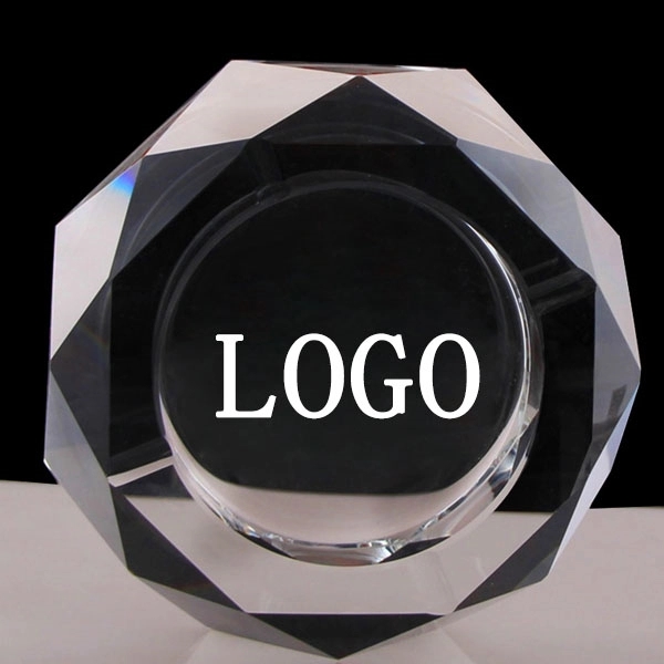 Large Octagon Crystal Ashtray - 7.1" 5