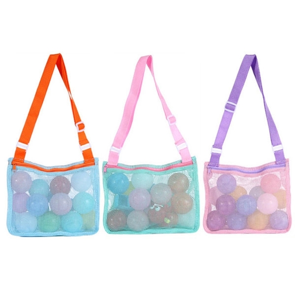 Summer Kids Mesh Beach Seashell Zipper Bag 9