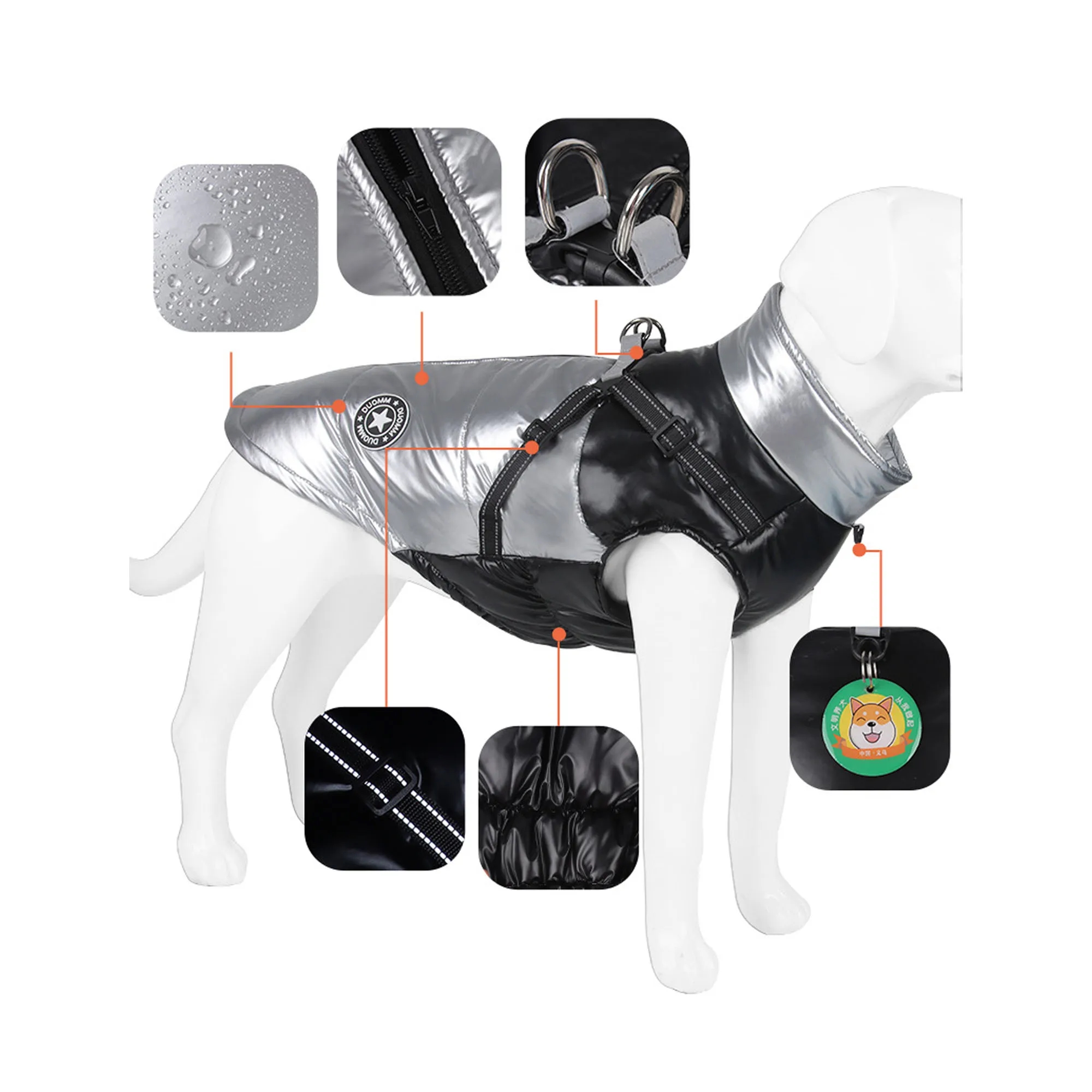 Premium Reflective Windproof Dog Coat Warm Winter Jacket 2