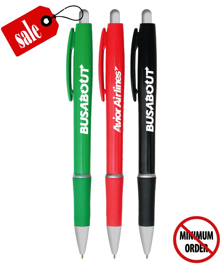 Closeout - Solid Clicker Pen with Silver Trim 1