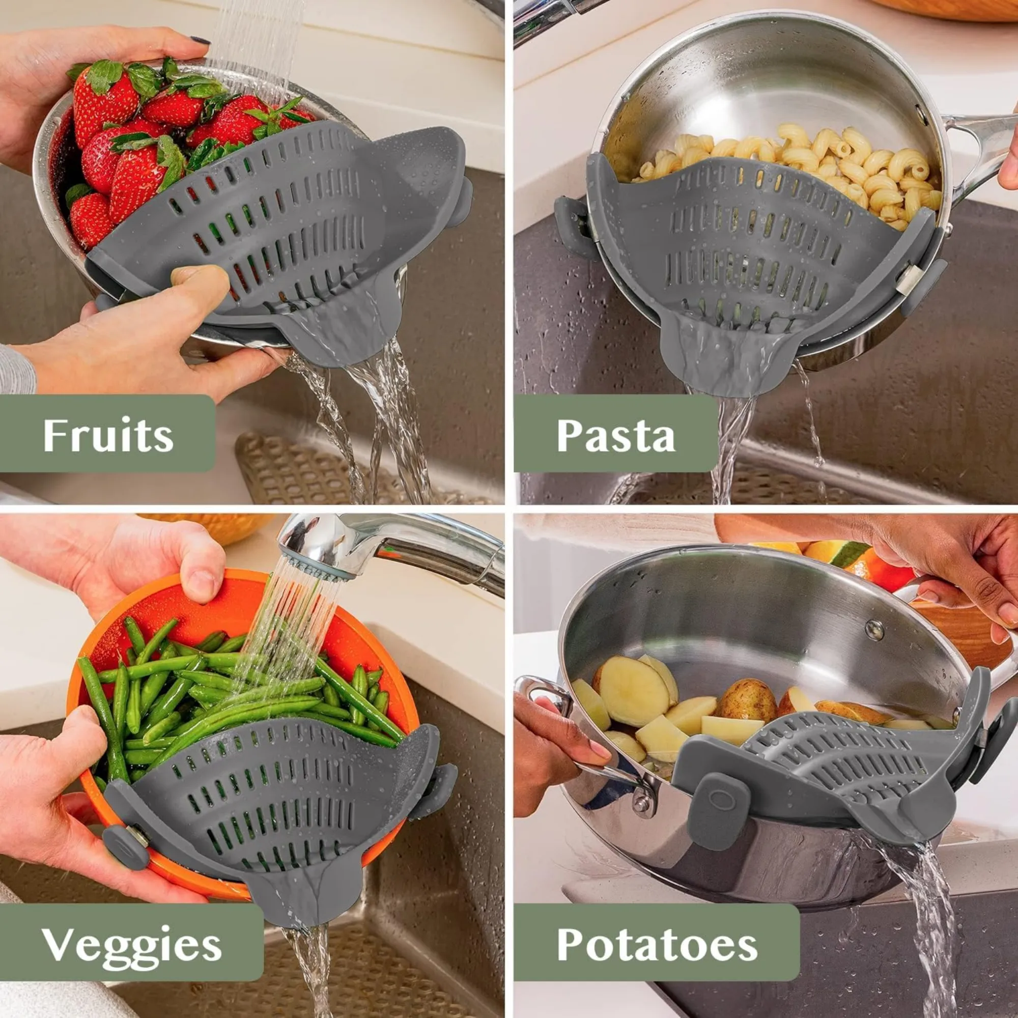 MOQ Kitchen Strain Clip On Strainer for Pots and Pans 15