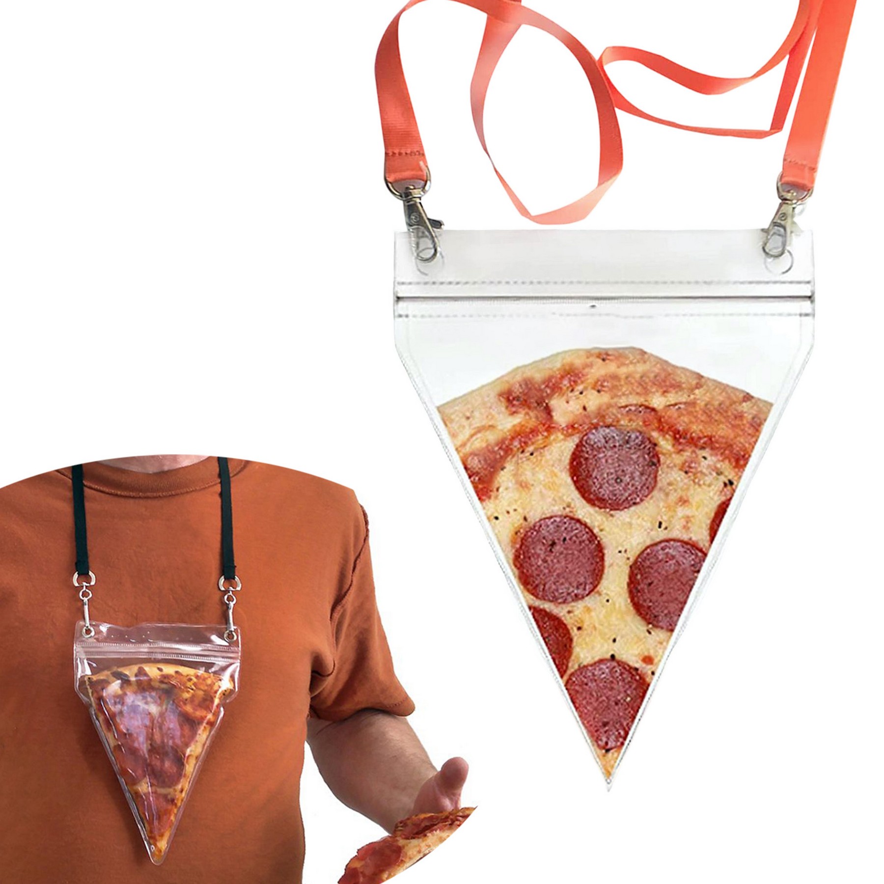 Portable Transparent Pizza Pouch Necklace 1