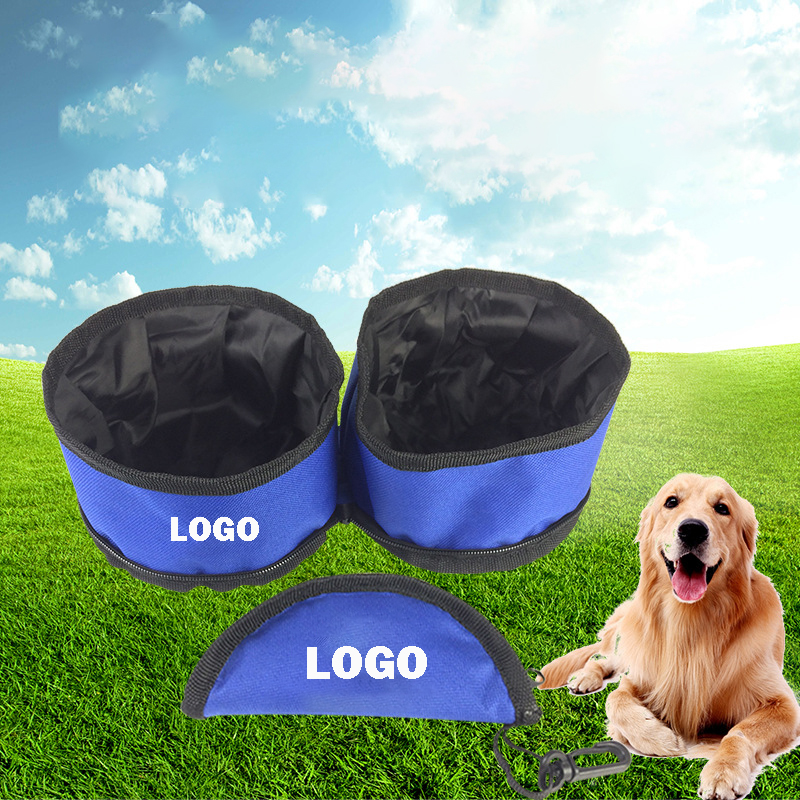 Oxford Cloth Foldable Waterproof Pet Bowl Collapsible Dog Bowl 2