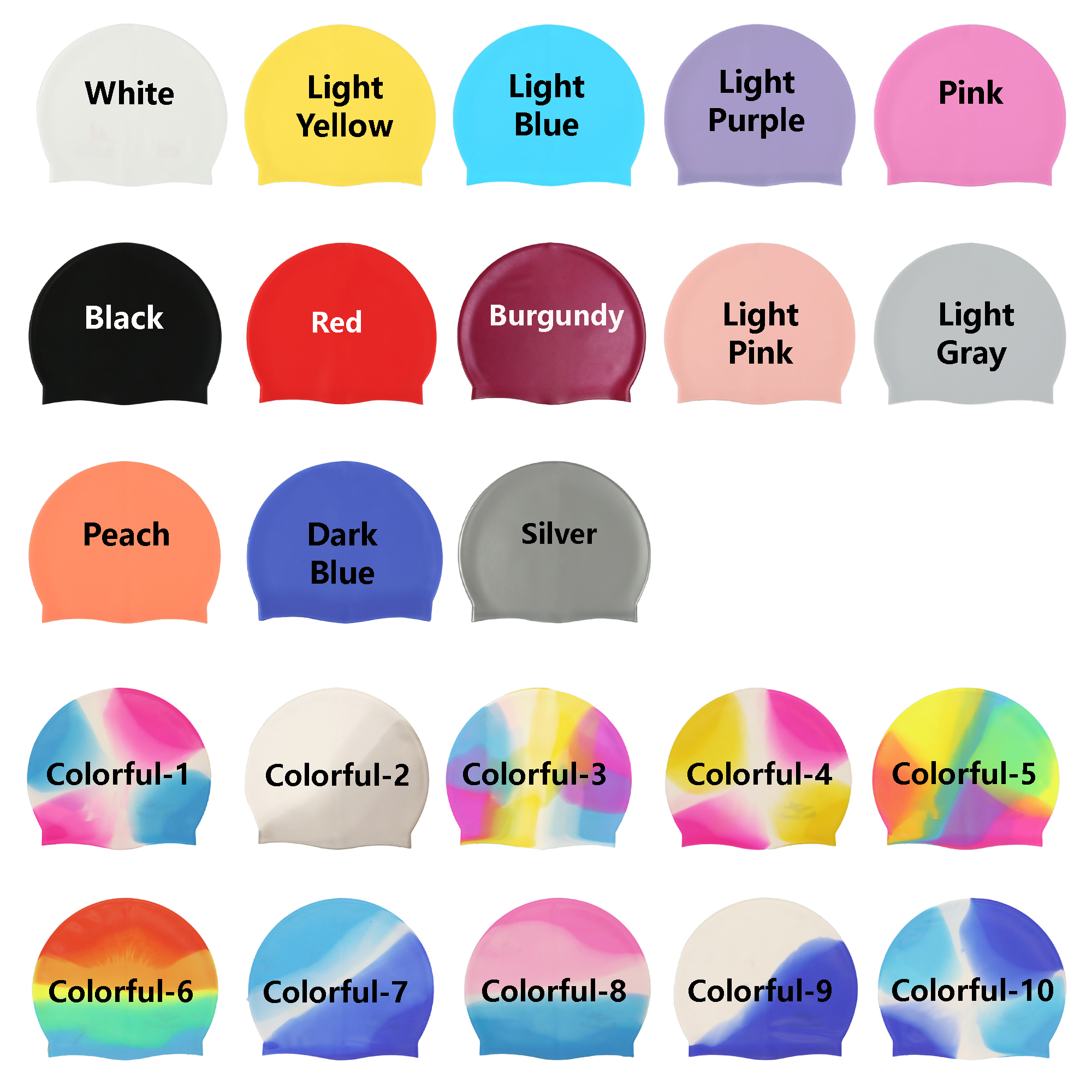 High-Quality Silicone Swim Cap MOQ 30PCS 2