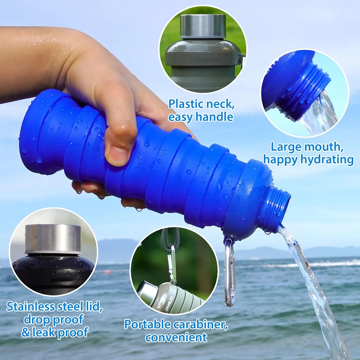 17oz BPA Free Silicone Portable Water Bottles 5