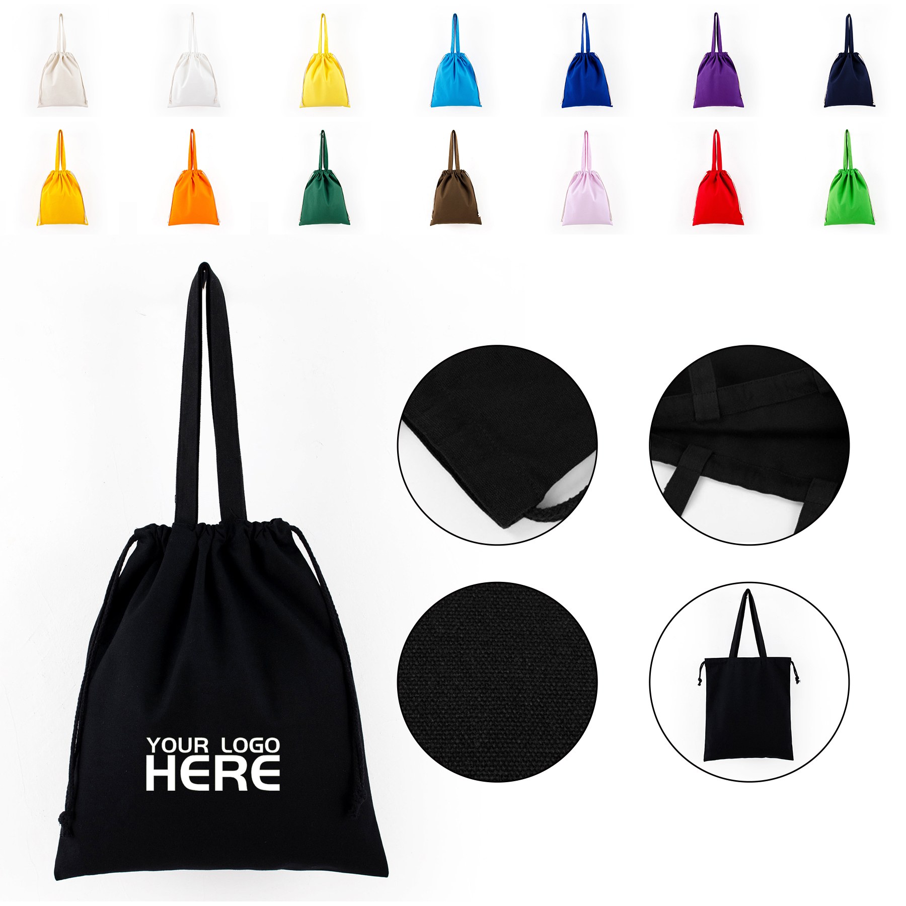 Natural Cotton Tote Bag With Drawstring 2