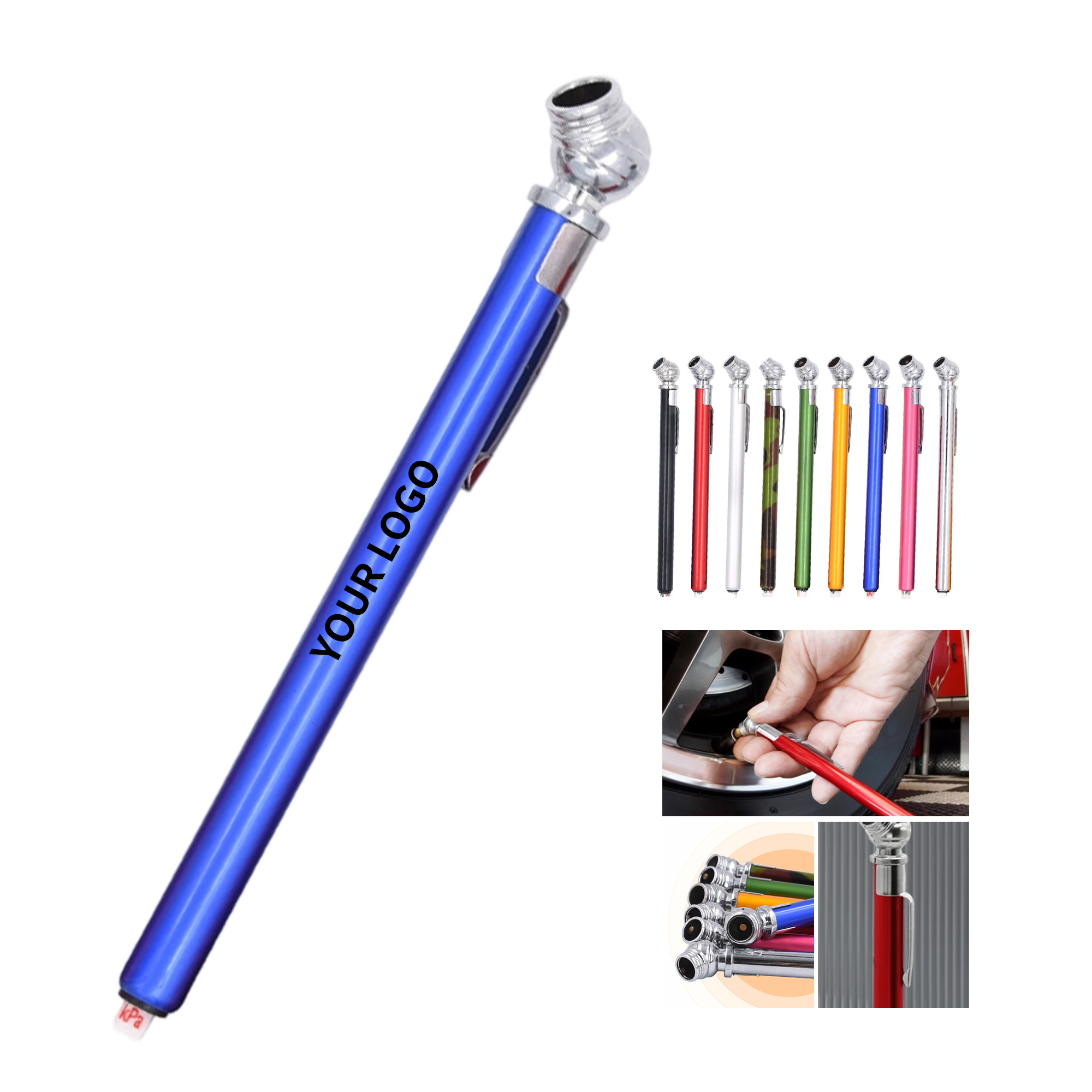 Aluminum Pen Style Tire Pressure Gauge 5.9" x 0.65" 12
