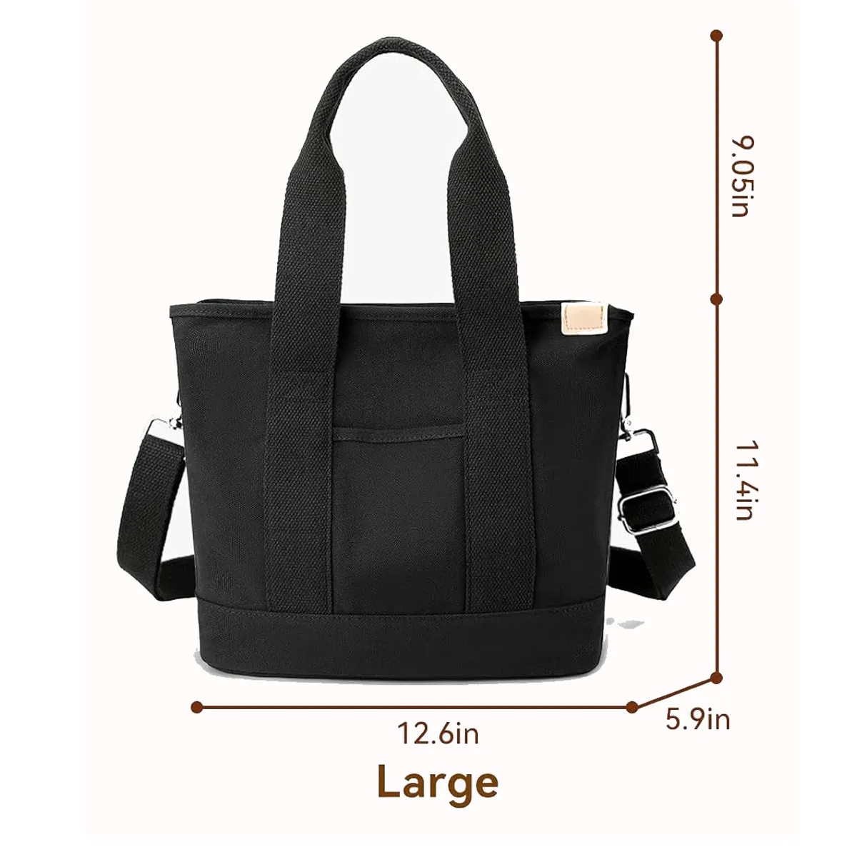 Canvas Tote Bag Women Zipper Crossbody Shoulder Satchel 3