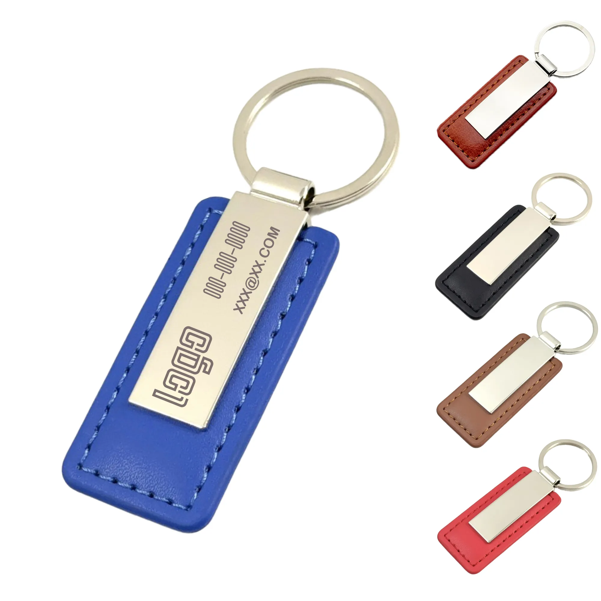 MOQ50 Metal Leather Car Keychain 3