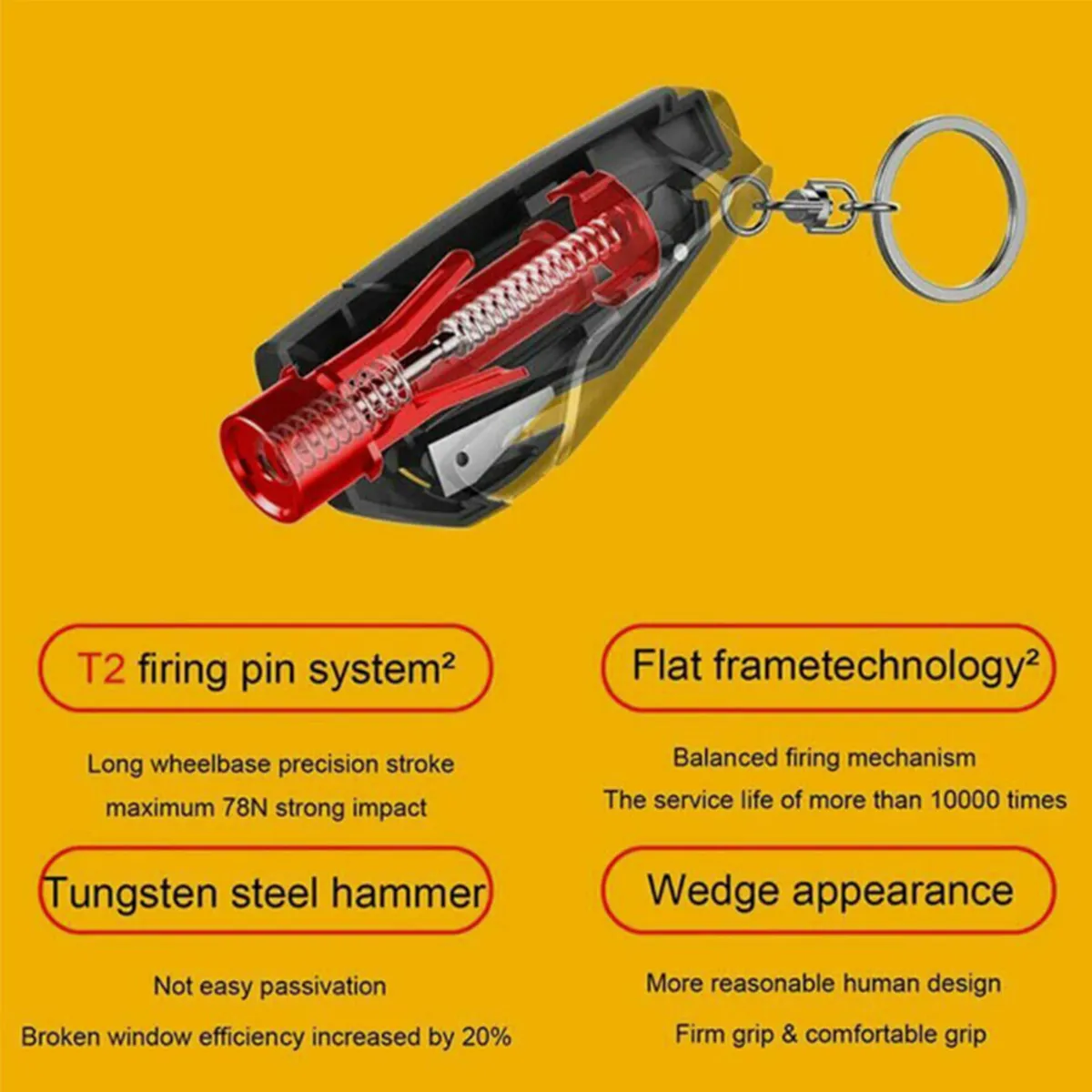 Upgrade Mini Durable Car Broken Window Hammer Key-Chain 1