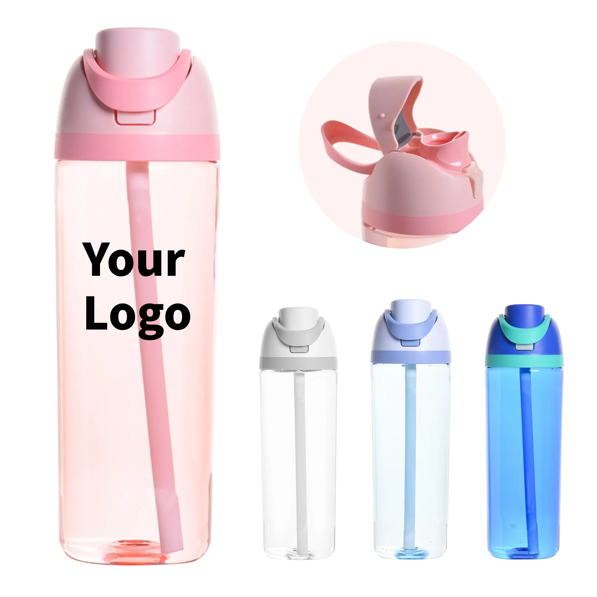 Colorful Transparent Plastic Water Bottles with Straw