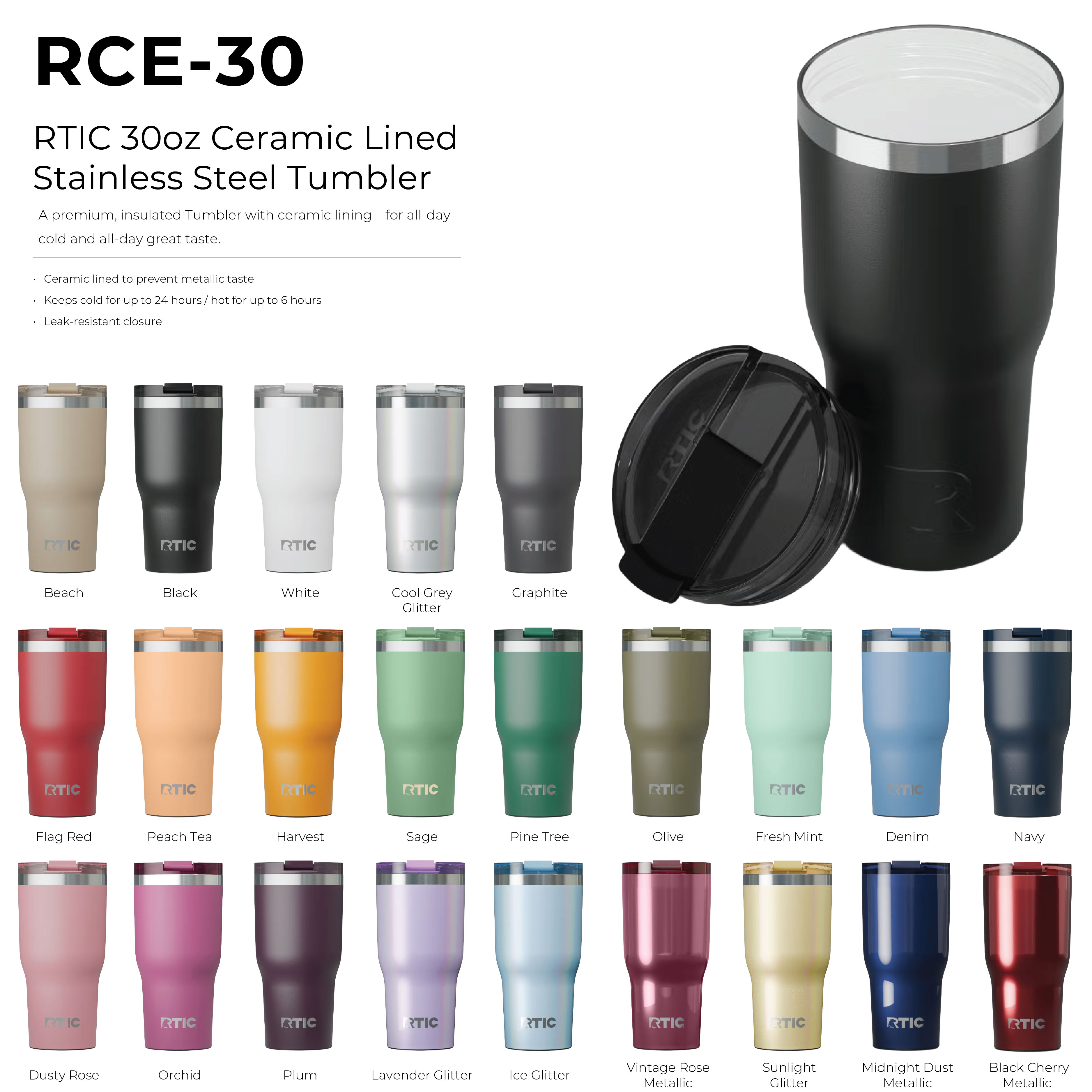 RTIC 30oz Ceramic Lined Stainless Steel Tumbler 59