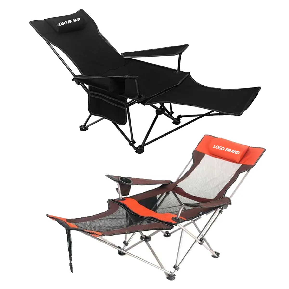 Portable Mesh Camping Lounge Reclining Chair with Footrest 3