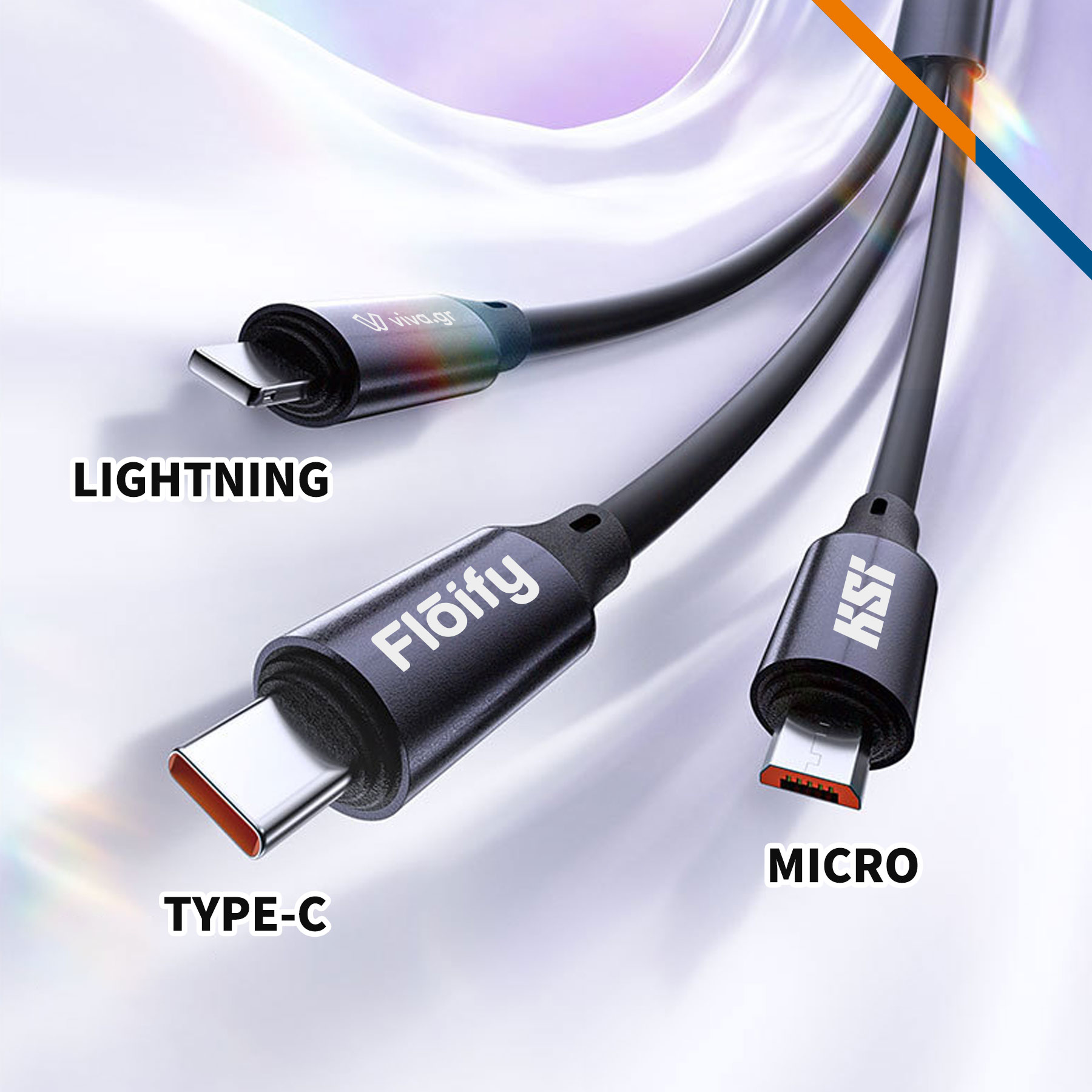 Pasor 3in1 Fast Charging Data Transfer Cable 3
