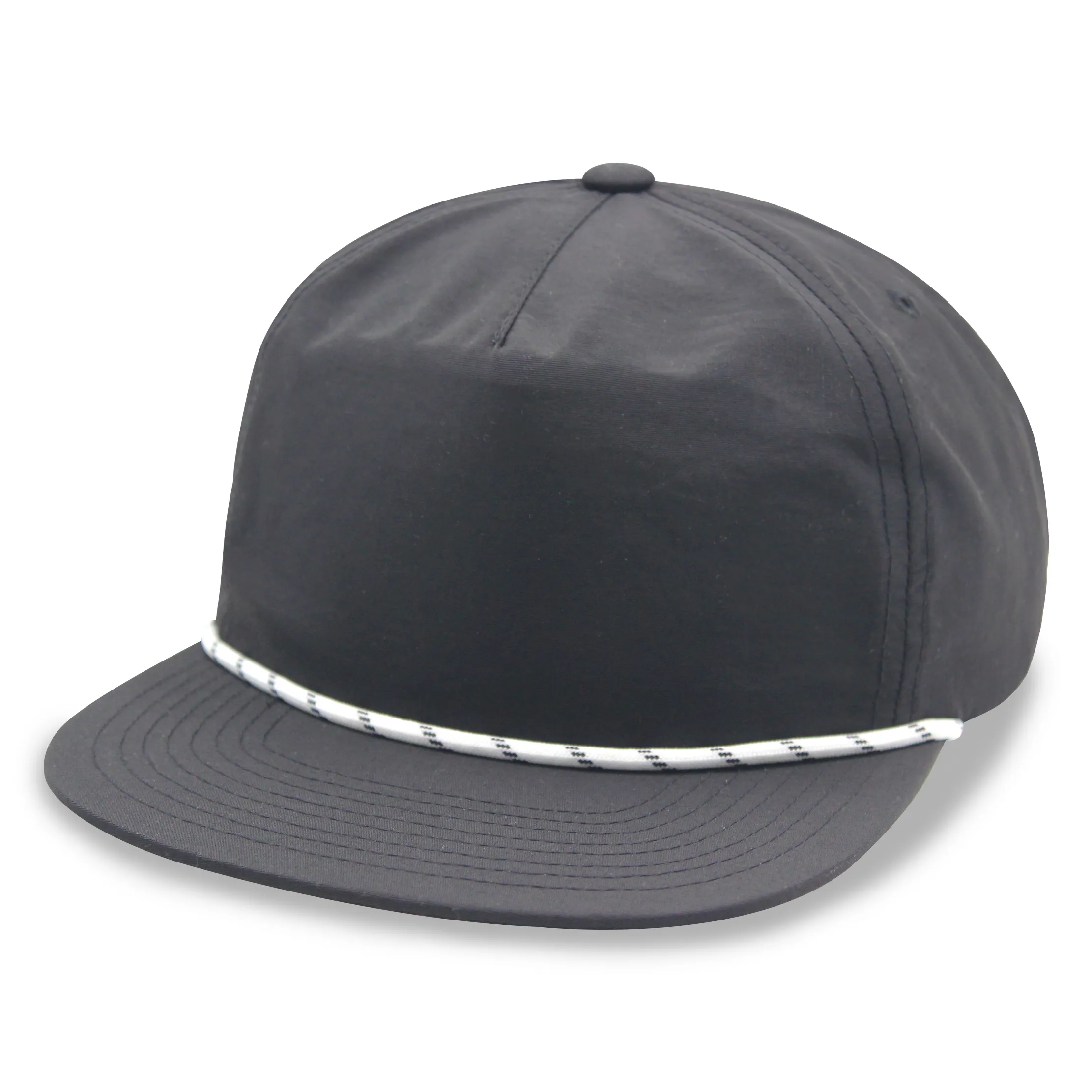 Waterproof nylon 5 panel unstructured snapback rope hat