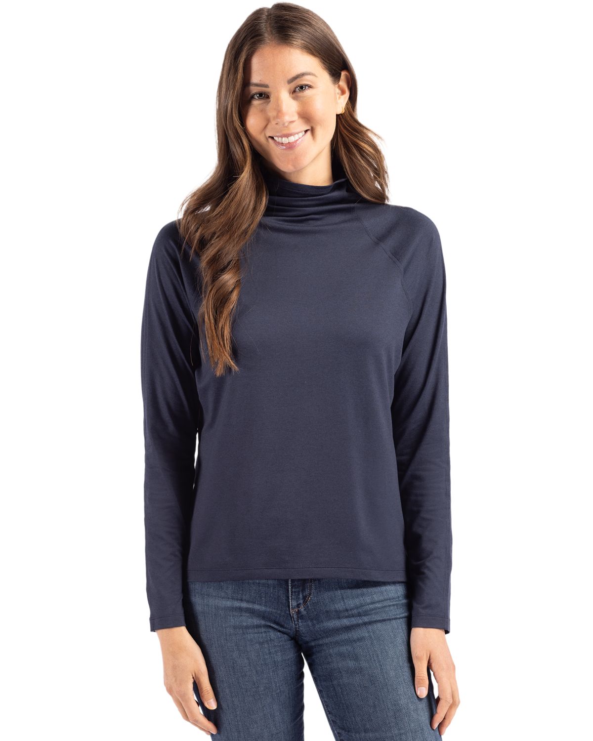 Cutter & Buck Coastline Recycled Double Peached Womens Funnel Neck Pullover 36