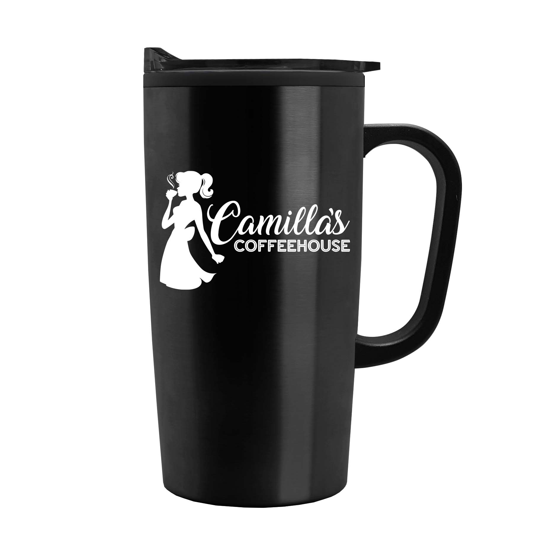 The General - 18 oz. Stainless Steel Straight Wall Tumbler with Polypropylene Liner and Handle 2
