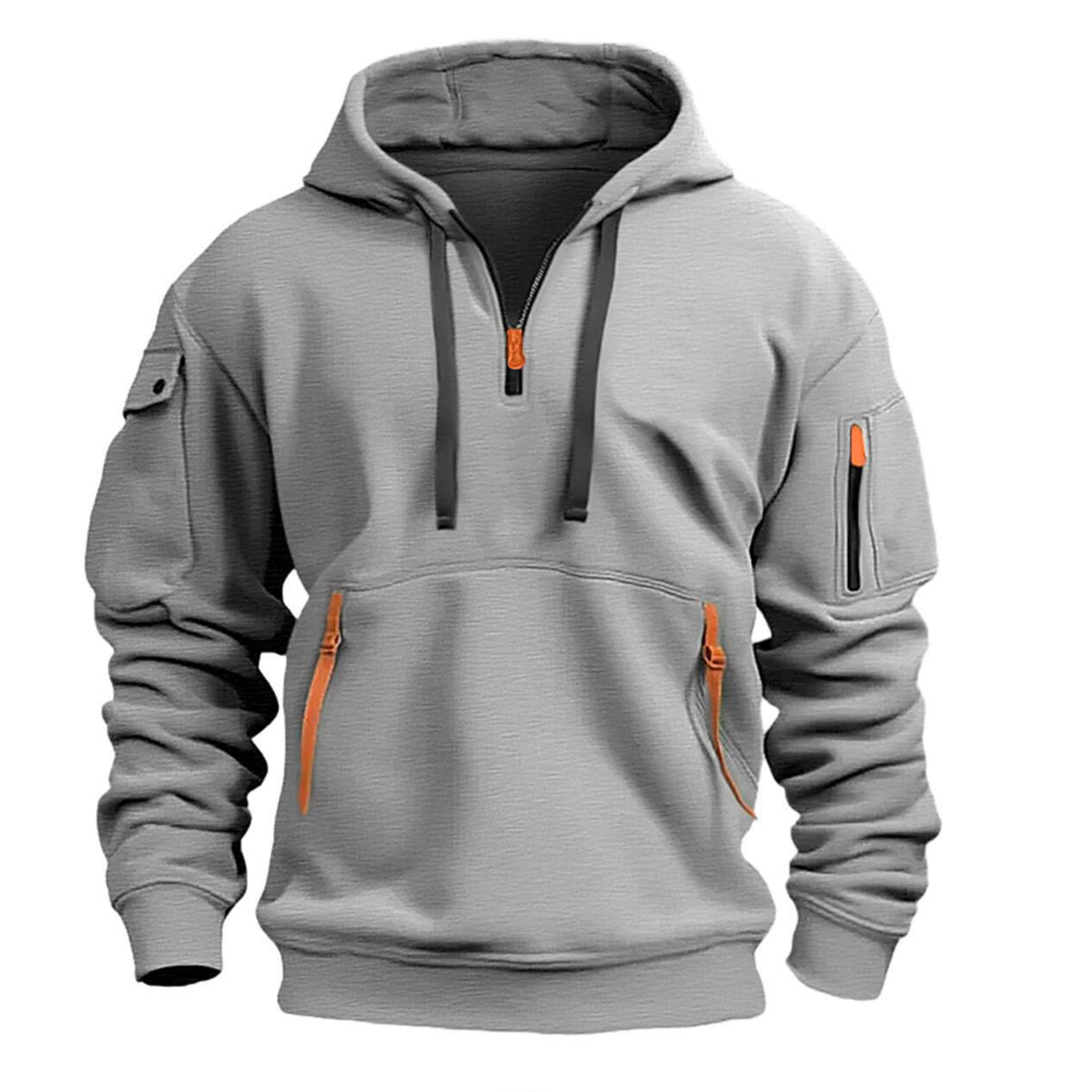 Casual Zippered Multi-pocket Hoodie 6