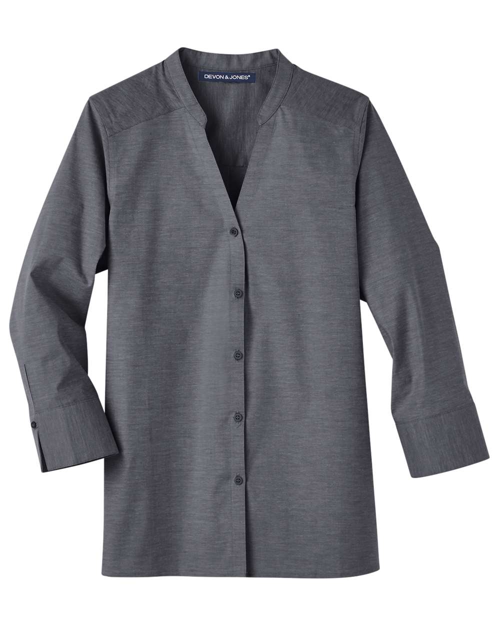 Women's Crown Collection® Stretch Pinpoint Chambra Three-Quarter Sleeve Shirt - DG562W 2