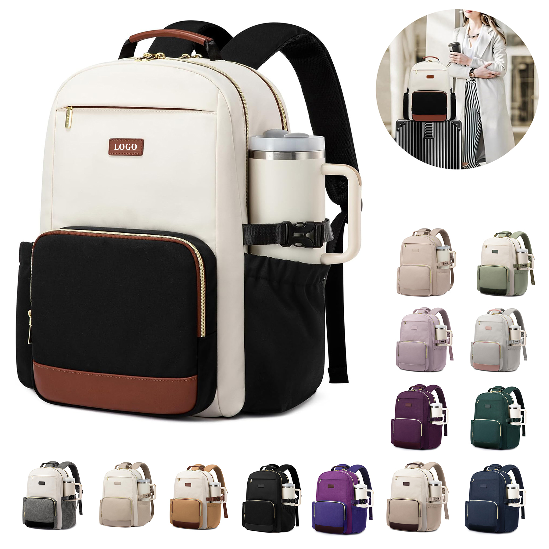 Women College Commuter Laptop Backpack 2