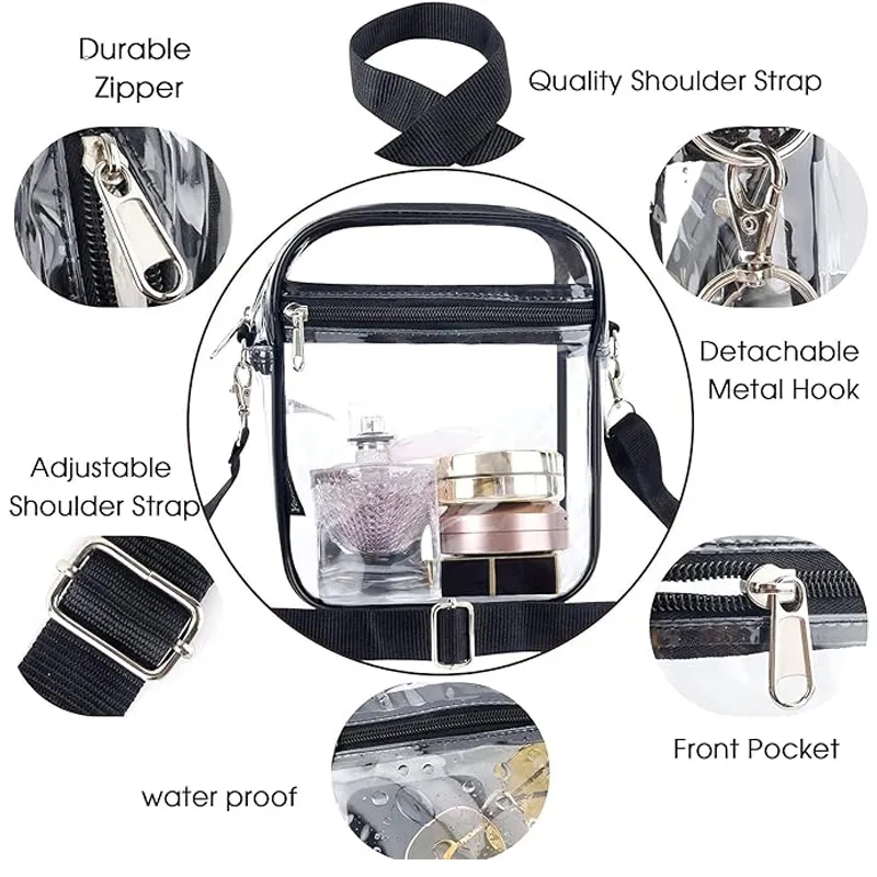 Clear Crossbody Bag with Zipper Closure and Adjustable Strap 6