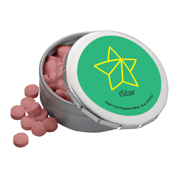 2 1/8" Large Round Push Tin with Mints 14