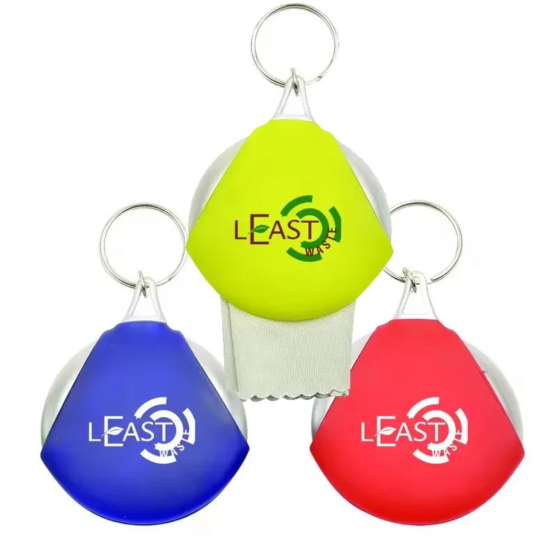 Rubber Key Chain with Microfiber Cleaning Cloth 3
