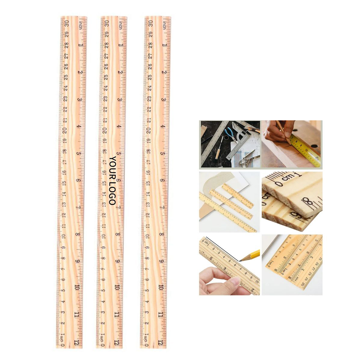 Wooden Ruler 12 Inch with Clear Scale Markings 2